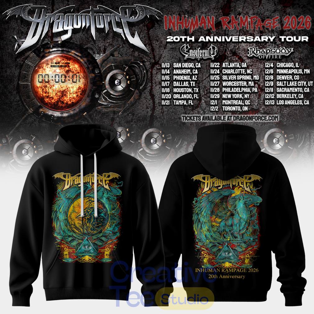 DragonForce Inhuman Rampage 2026 20th Anniversary Hoodie