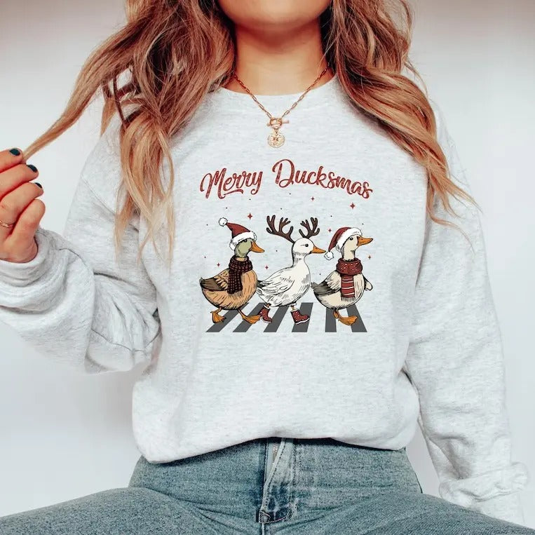 Ducks Christmas Sweatshirt, Merry Ducksmas Sweatshirt, Funny Ducks Christmas Sweater, Duck Lover Shirt, Merry Ducksmas...