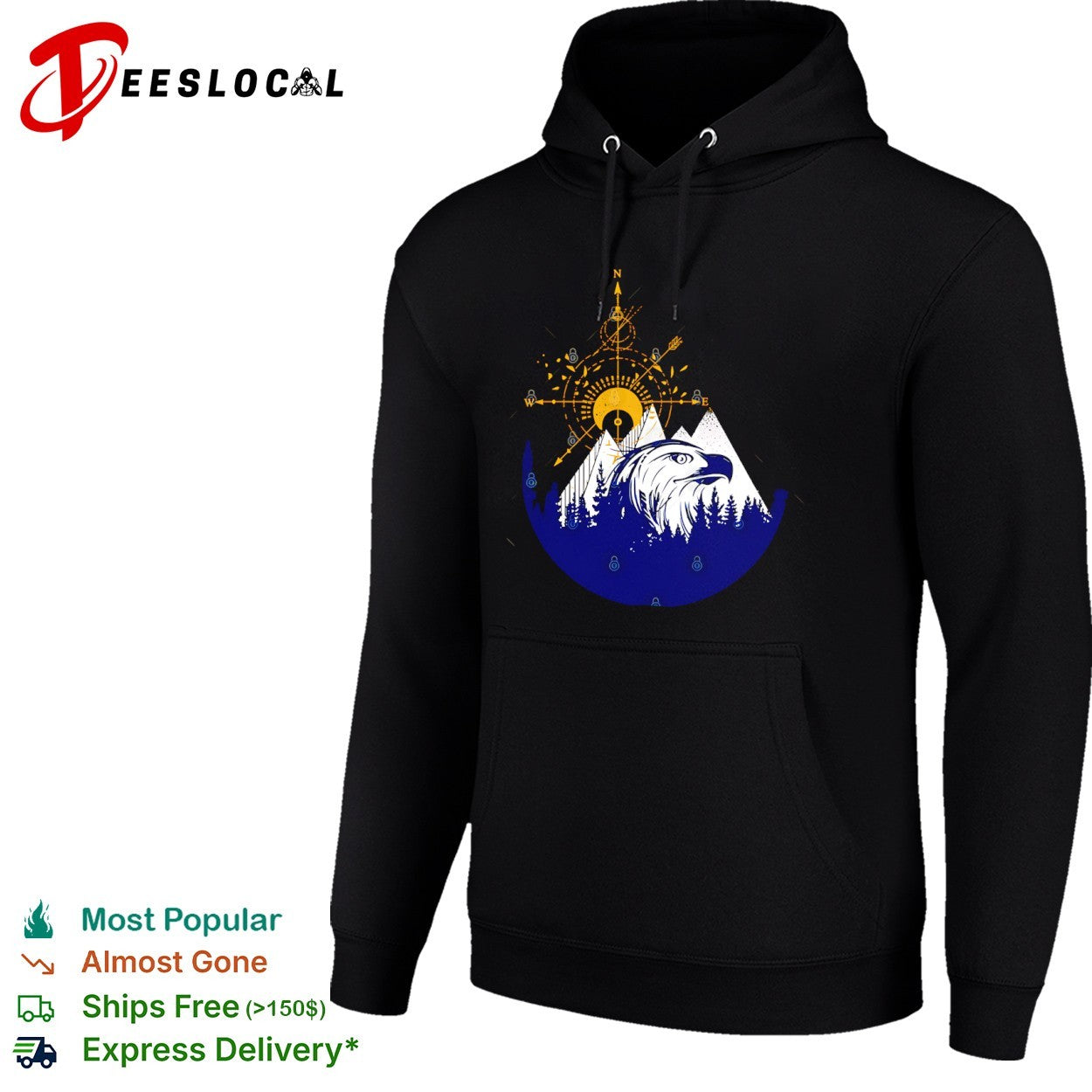 Eagle compass mountain forest silhouette shirt