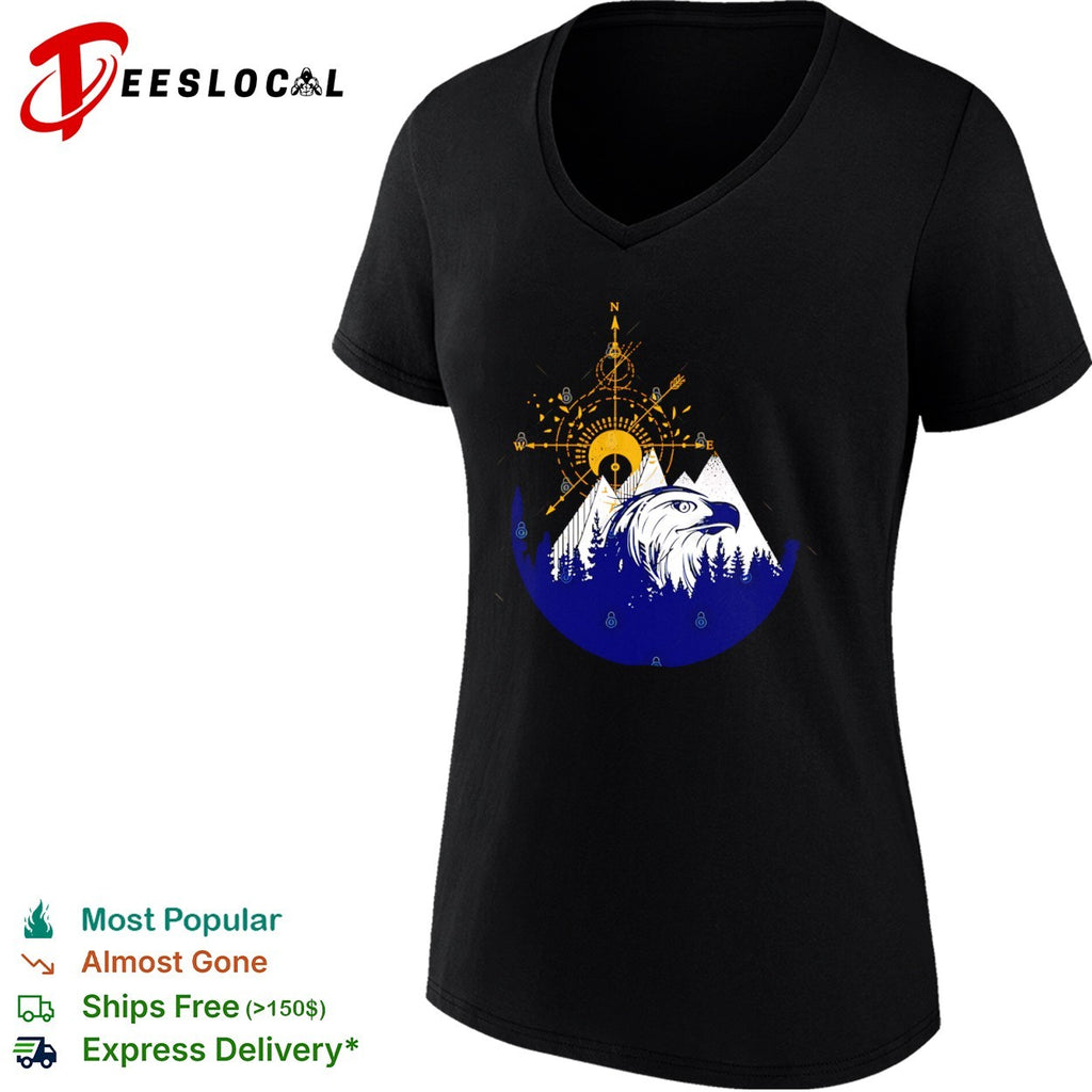 Eagle compass mountain forest silhouette shirt