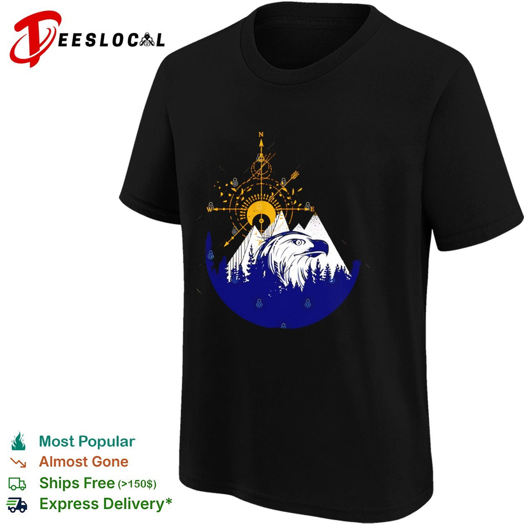 Eagle compass mountain forest silhouette shirt