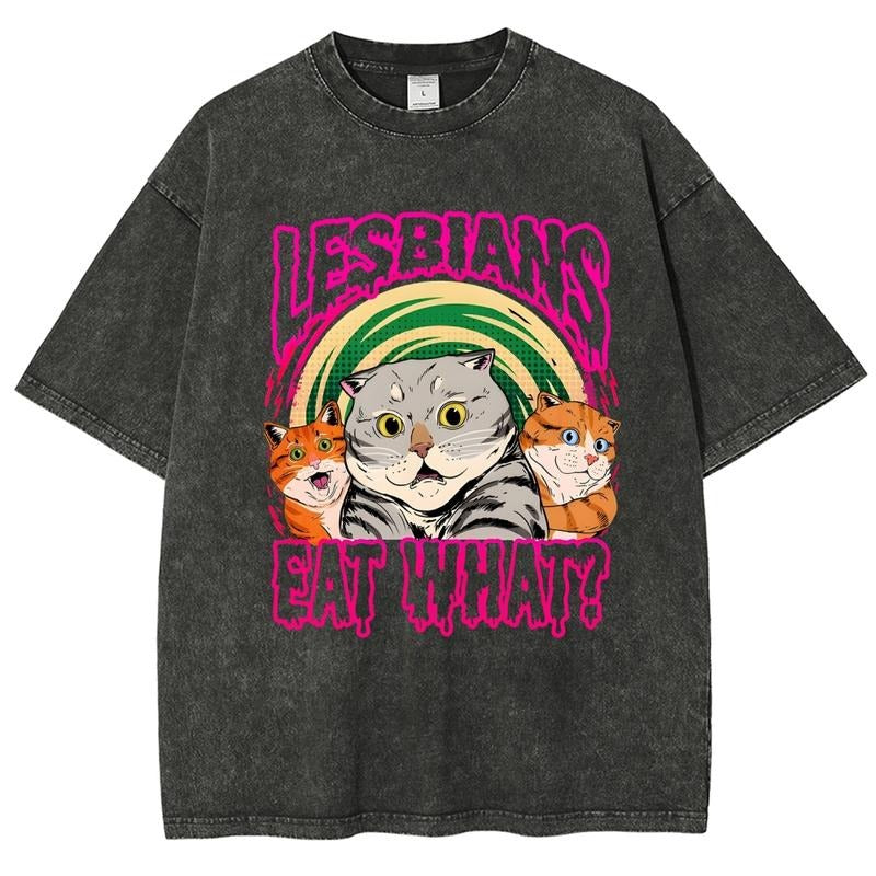 Eat What Lesbians Unisex Summer outfits men streetwear 80s 90s graphic tees cotton funny washed tshirt men gifts Hoodie,...