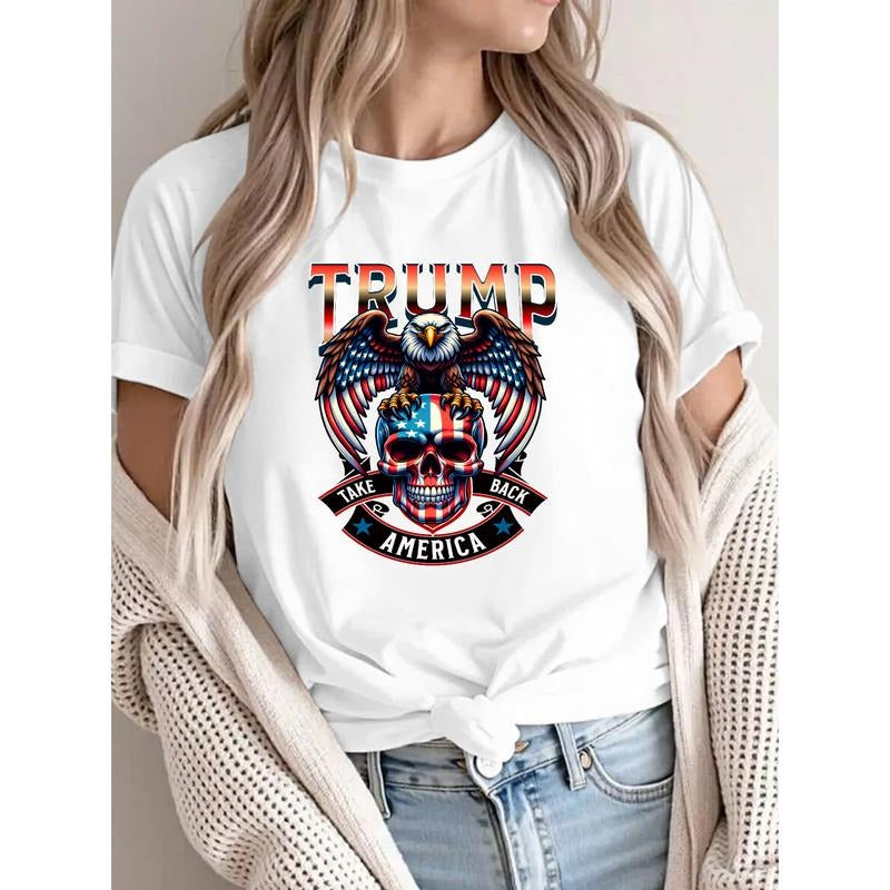 Edgy Trump - Supportive Tee: "TRUMP Take Back America" with Eagle and Patriotic Skull Graphic Hoodie, Sweatshirt |...
