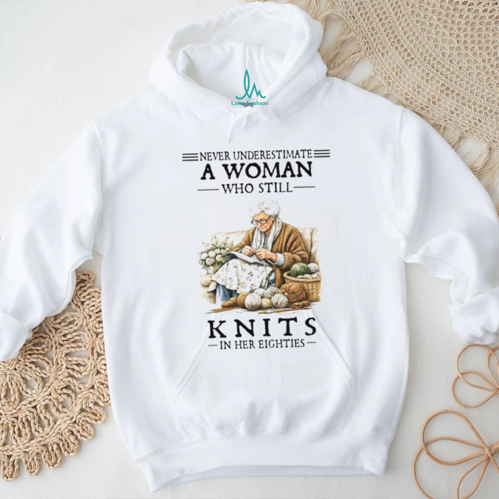 Eighty Year Old Woman Knitting Crafter Grandma T Shirt