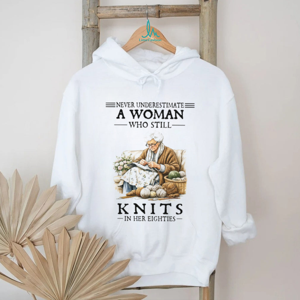 Eighty Year Old Woman Knitting Crafter Grandma T Shirt