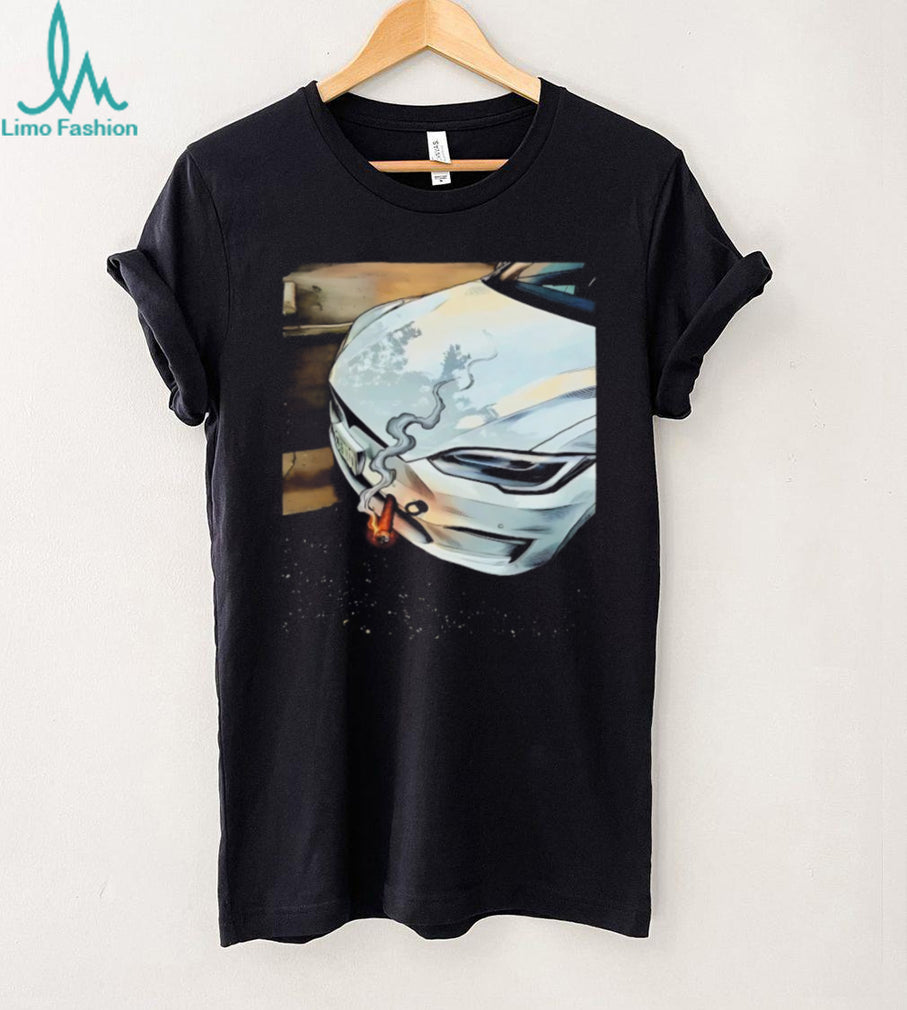 Electric Vehicle Luxury Car Smoking Cigar Satire Graphic T Shirt