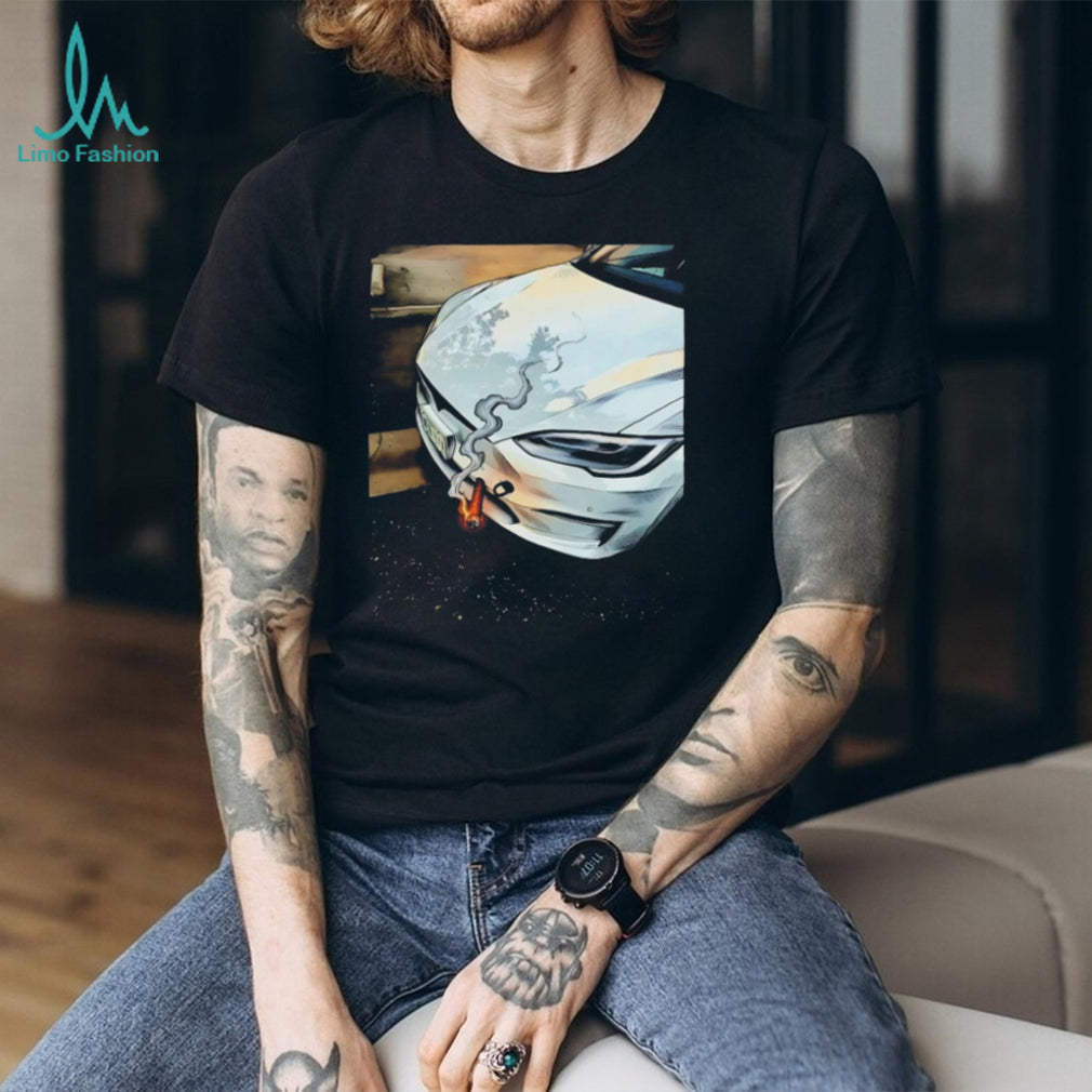 Electric Vehicle Luxury Car Smoking Cigar Satire Graphic T Shirt