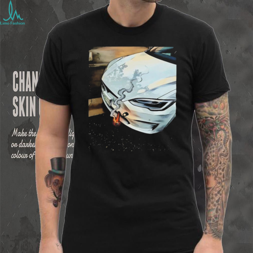 Electric Vehicle Luxury Car Smoking Cigar Satire Graphic T Shirt