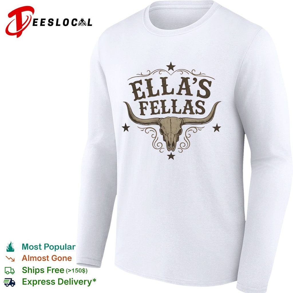 Ellas Fellas Western Steer Skull Cowgirl Country Rustic Farmhouse Rodeo Shirt