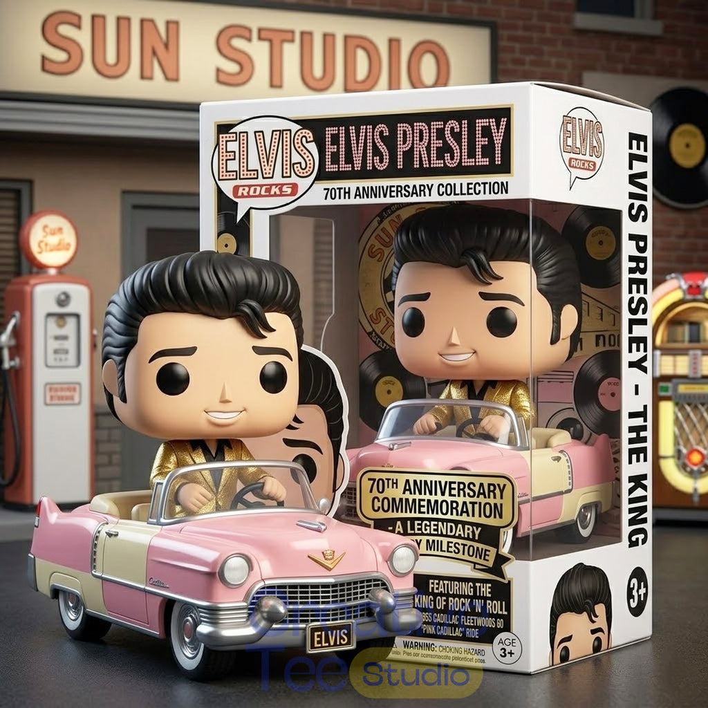 Elvis Presley 70th Anniversary Rock ‘n’ Roll Legend – Pink Cadillac Commemorative Pop! Figure