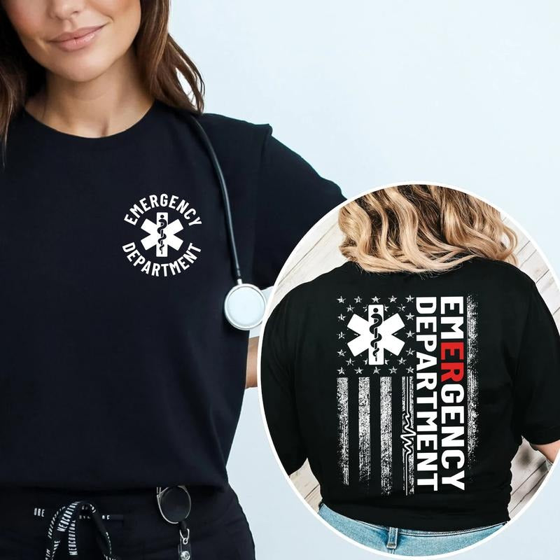 Emergency Department American Flag Shirt - Patriotic ER Nurse Tee - Registered Nurse RN Gift, Emergency Department Nurse...