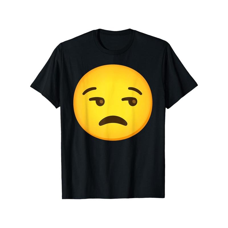 Emoticon Unamused Face Dissatisfied Side-Eye Meh T-Shirt, Cool Graphic T-Shirts for Men Women, Casual 180g Crew Neck...