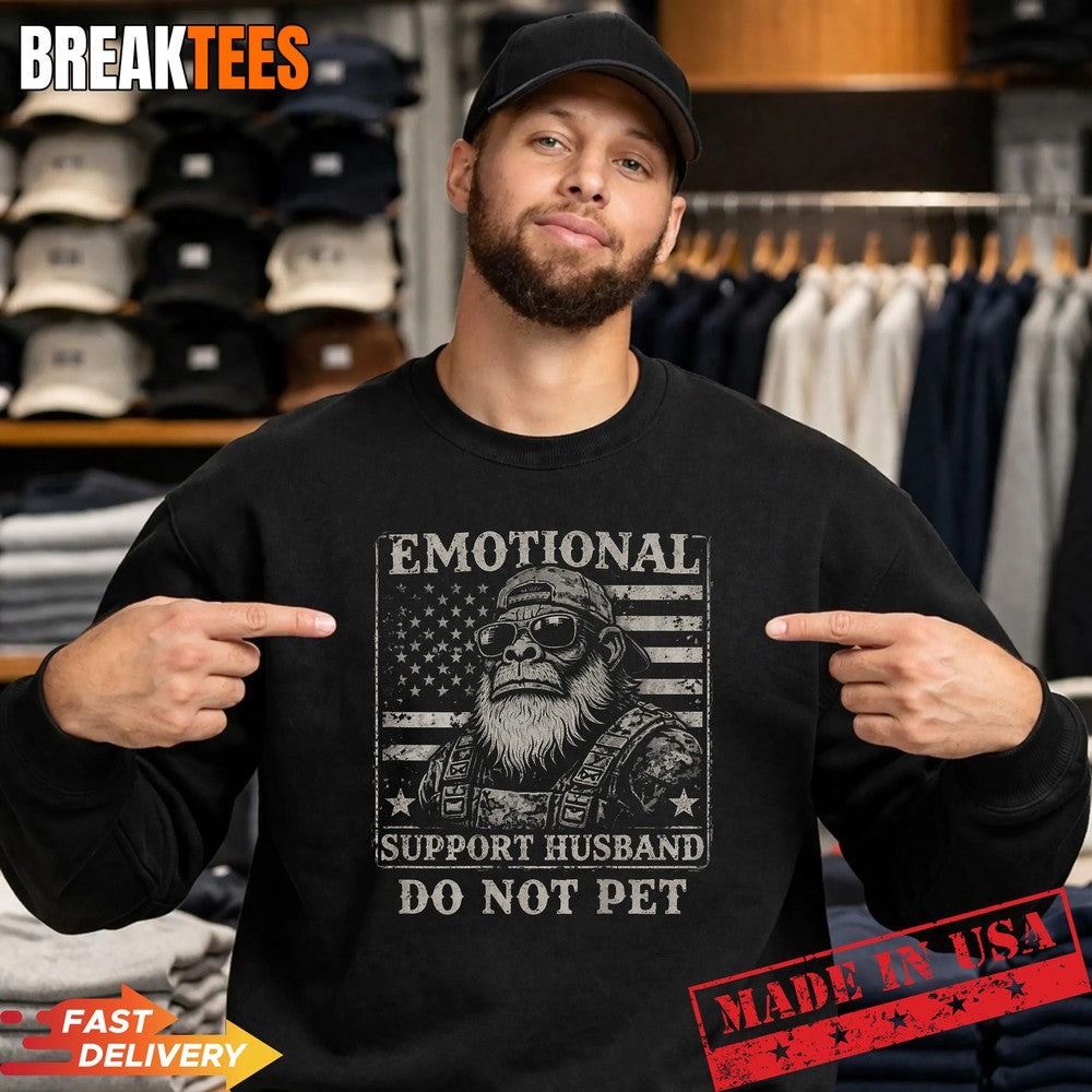 Emotional Support Husband Do Not Pet Funny Monkey Shirt