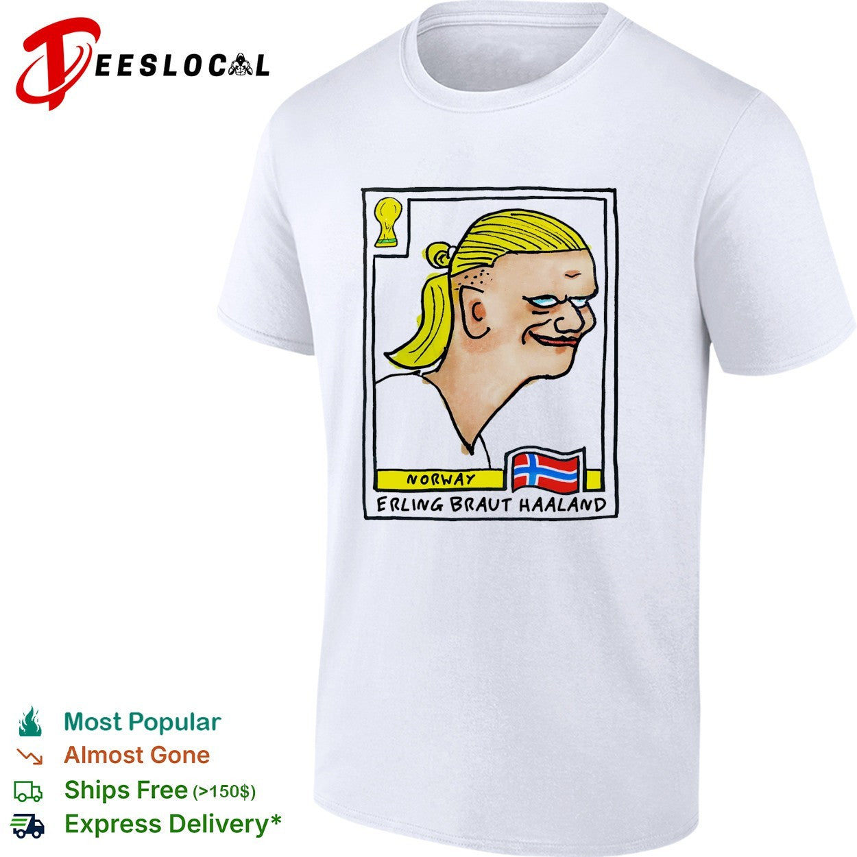 Erling Braut Haaland caricature football trading card Norway shirt