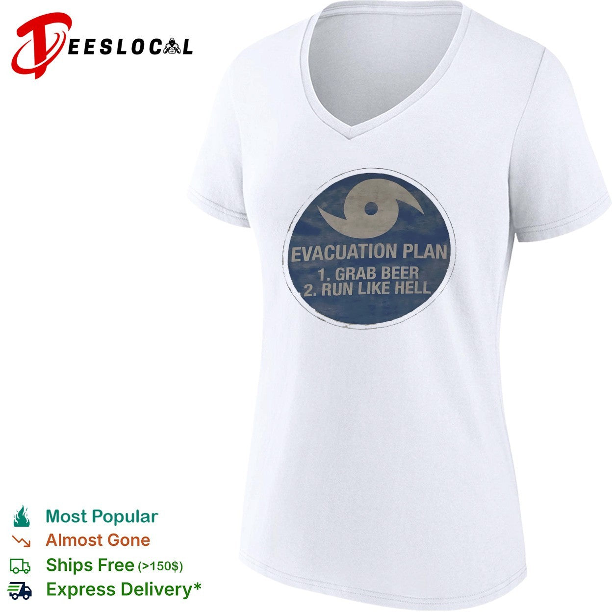 Evacuation Plan grab beer run like hell hurricane symbol shirt