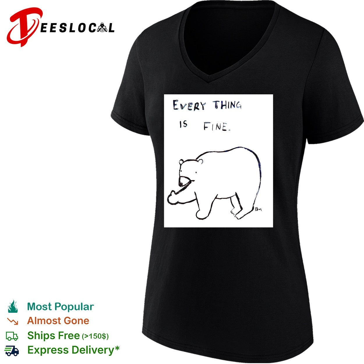Every thing is fine bear giving the middle finger shirt