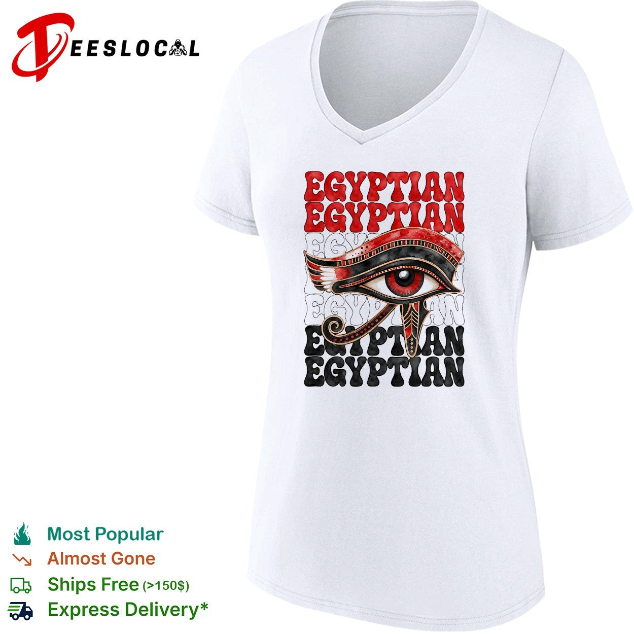 Eye of Ra Egyptian stacked text shirt