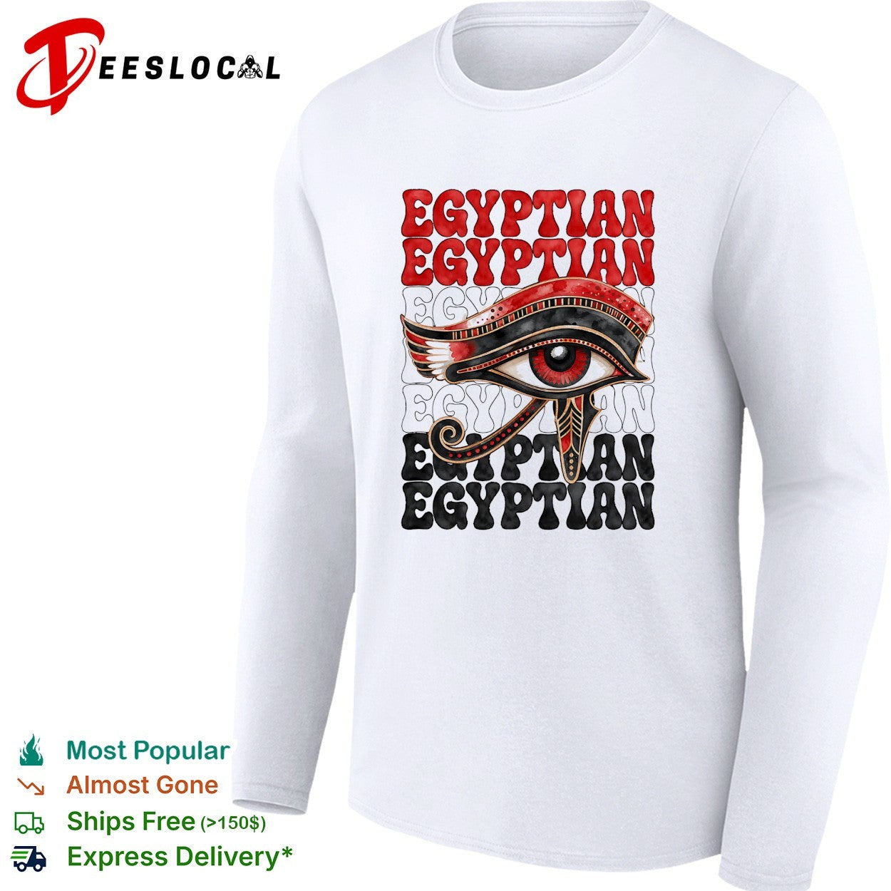 Eye of Ra Egyptian stacked text shirt