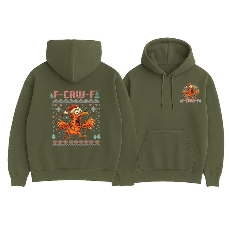 F-Caw-F Christmast Chicken Hoodie Sweatshirt T-shirt Casual Wear for Men & Women Unisex Cotton Polyester Long Sleeve...