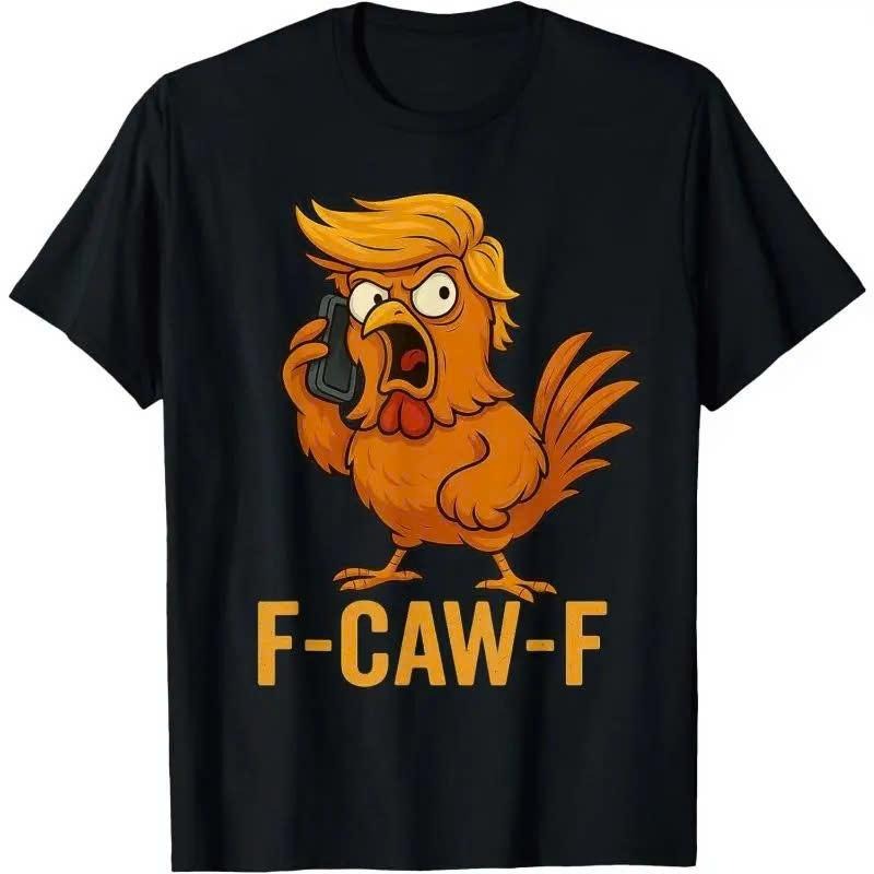 F-Caw-F Funny Chicken Humor Quote Rooster Meme Novelty T-Shirt, Casual Round Neck Design Graphic Tees Streetwear Black...