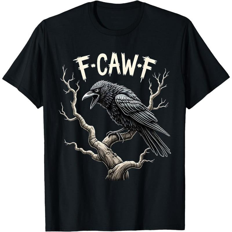 F-Caw-F Funny Raven Crow Vintage Gothic Bird Pun T-Shirt Gift Hoodie, Sweatshirt | PodTeesHub.com
