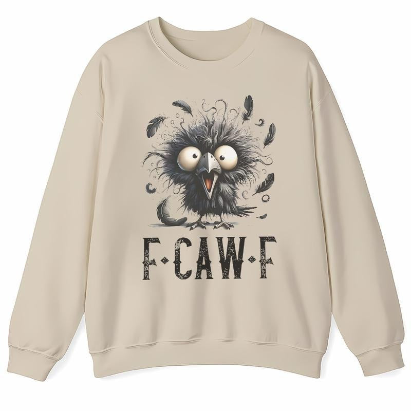 F-caw-f Crow Sweatshirt, Funny Crow Hoodie, Fcawf Halloween Shirt, For Men, For Women | PodTeesHub.com