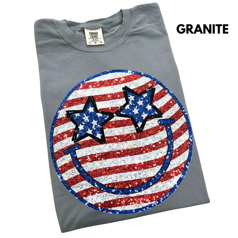 FAKE Glitter USA Happy Face Comfort Colors T-Shirt Hoodie, Sweatshirt | PodTeesHub.com