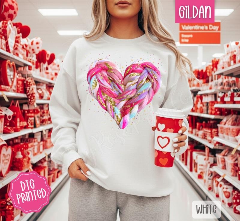 FAUX Knit Heart Sweatshirt, Trendy Women's Valentine Sweater T-Shirts, Hoodie | PodTeesHub.com