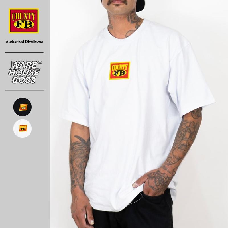 FBCOUNTY Men's Embroidered Box Logo Heavy Hard T Shirt FB COUNTY Plain Crew neck T Shirt Casual Cotton Tee Basic Hip Hop...