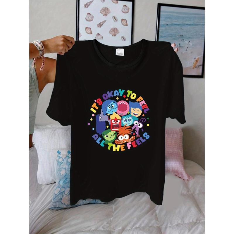 FEELS American Style Printed Round Neck Fashionable Short Sleeve T-Shirt for Women, New Slim Fit Top for Spring And...