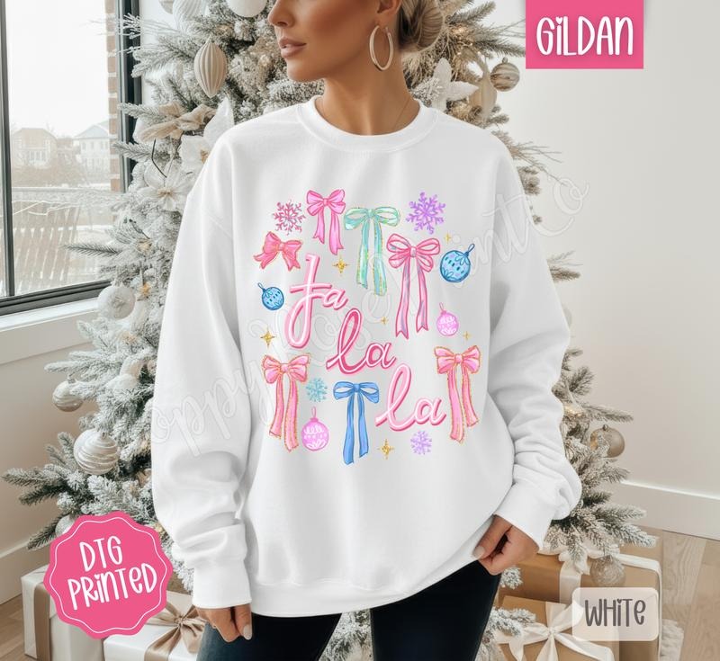 Fa La La Sweatshirt, Christmas Sweater, Women's Christmas Crewneck T-Shirts, Hoodie | PodTeesHub.com