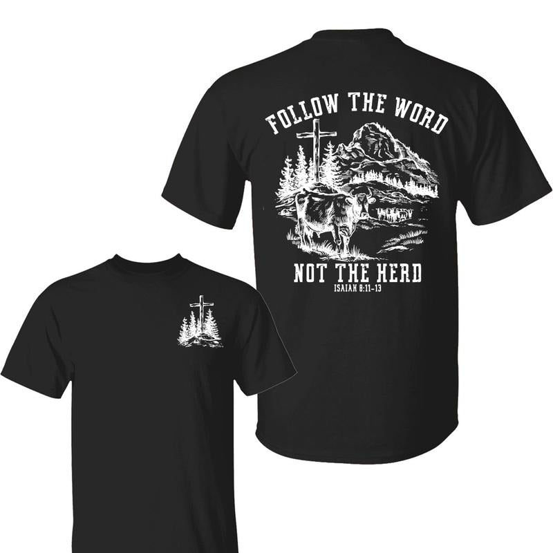 Faith 2025 Cross Cow Mountain Shirt Unisex Menswear Top for Church or Outdoor Wear Evangelical Christian Message Follow...