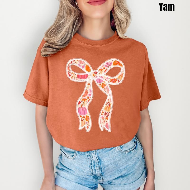 Fall Aesthetic Ribbon Comfort Colors T-Shirt 'NLB' Hoodie, Sweatshirt | PodTeesHub.com
