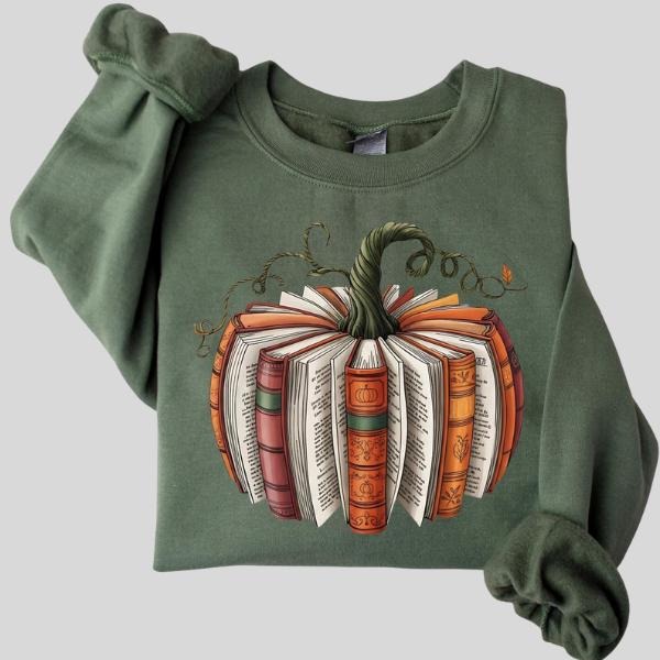 Fall Book Pumpkin Halloween Sweatshirt, Halloween Book Lover Shirt, Fall Pumpkin Book Shirt, Pumpkin Sweater Hoodie