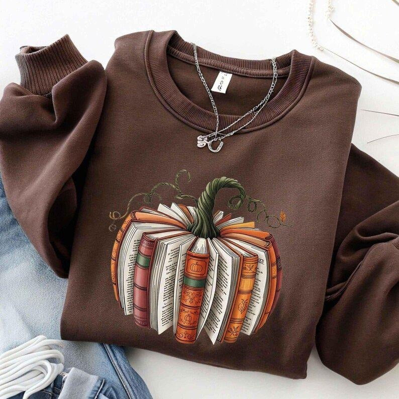 Fall Book Pumpkin Sweatshirt, Thanksgiving Book Reader Hoodie, Fall Bookish Hoodie, Pumpkin Book, Pumpkin Sweater, Fall...