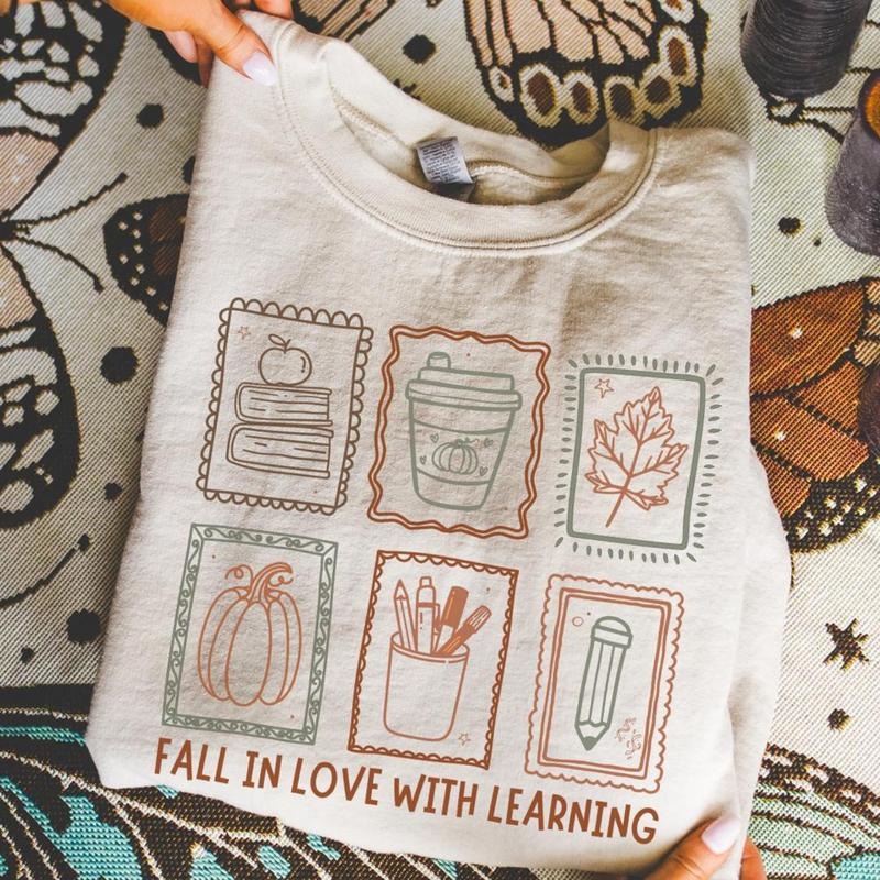 Fall In Love With Reading Sweatshirt And Hoodie, Teacher fall Shirt, Back to school sweater for teacher, Cute teaching...