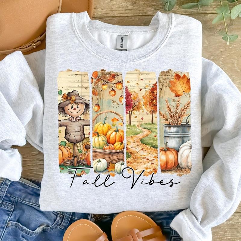 Fall Vibes Pumpkin Sweatshirt, Autumn Harvest Festival Unisex Tee, Pumpkin Farm Gifts for Farmers Hoodie | PodTeesHub.com