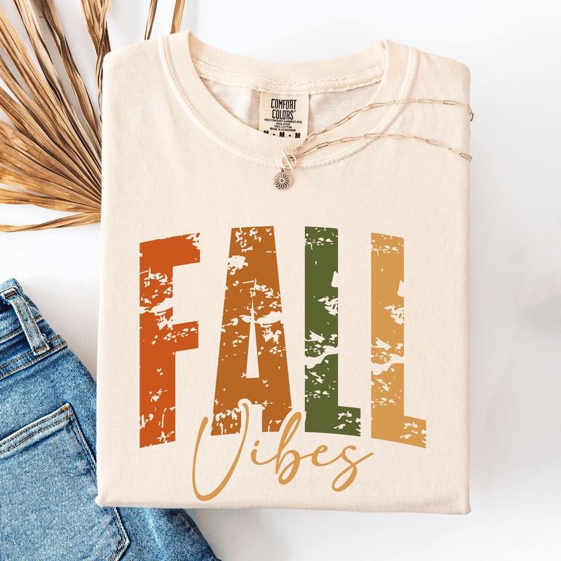 Fall Vibes, Retro Varsity, Autumn, Pumpkin, Comfort Colors T-Shirt Hoodie, Sweatshirt | PodTeesHub.com