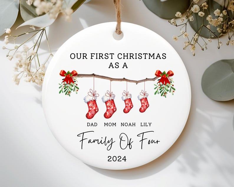 Family Of Three Christmas Ornament, Custom New Family Ornament, Baby's First Christmas Ornament, Personalized Family...