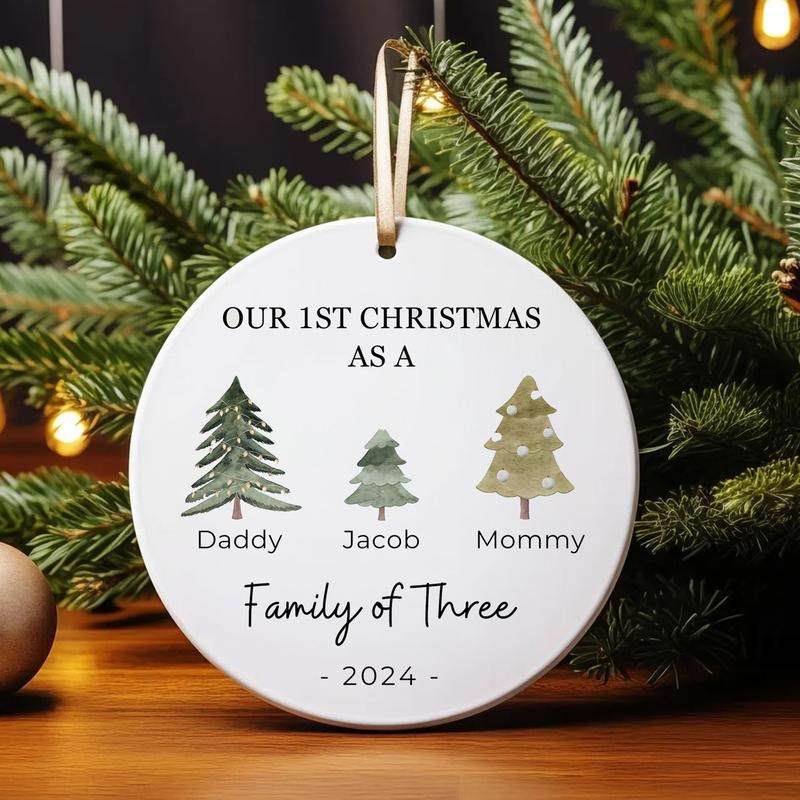 Family of Three Christmas Ornament - Family of 3 - Family Ornament - Personalized Baby's First Christmas Ornament, First...