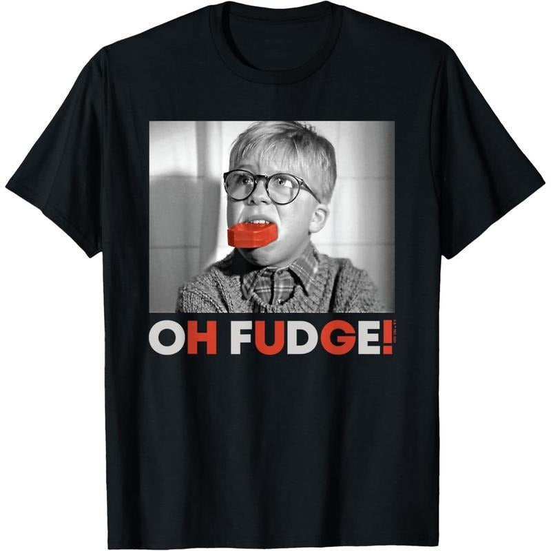 Christmas Story "Oh Fudge" T-Shirt | 100% Cotton, Movie Quote, Retro Print | Xmas Movie Nights/Fans | Soft, Durable,...