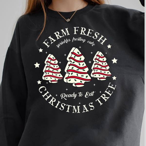Farm Fresh Christmas Tree Fleece Sweatshirt, Rustic Holiday Shirt, Country Xmas Gift Idea Hoodie | PodTeesHub.com