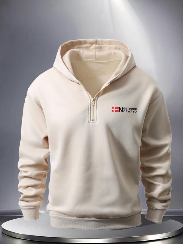 Fashion Norway Half-Zip Hoodie, National Print Design, Soft Fabric, Trendy Men's Daily & Casual Wear, Perfect for...