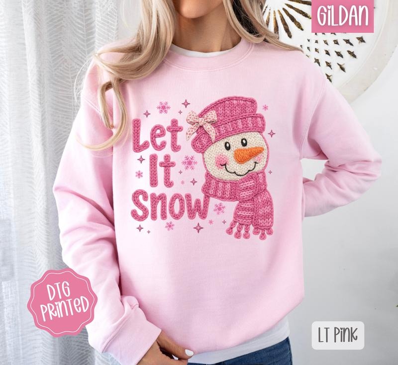 Faux Knit Let It Snow Sweatshirt, Trendy Women's Sweater T-Shirts, Hoodie | PodTeesHub.com