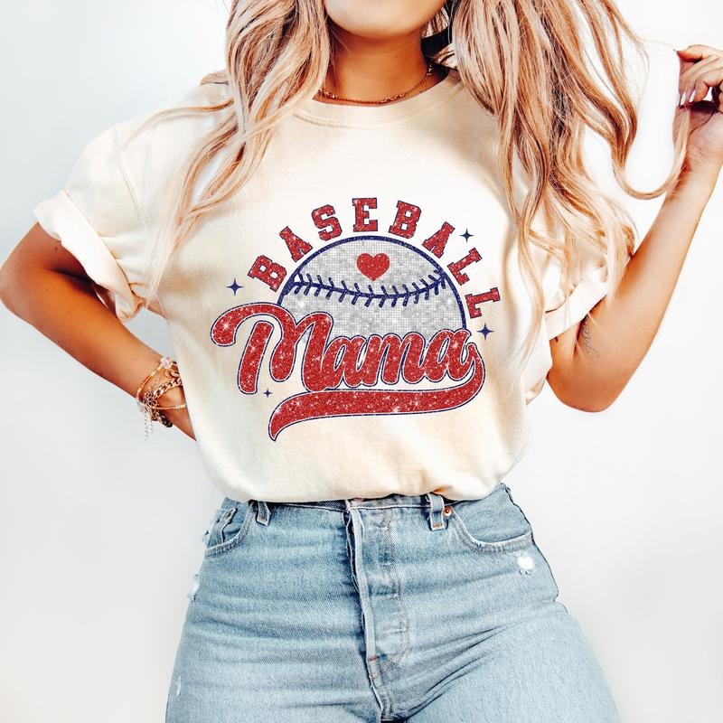 Faux Sequin Baseball Mama T-Shirt, Baseball T-Shirt, Sports T-Shirt, Baseball Mom T-Shirt Hoodie, Sweatshirt | PodTeesHub.com