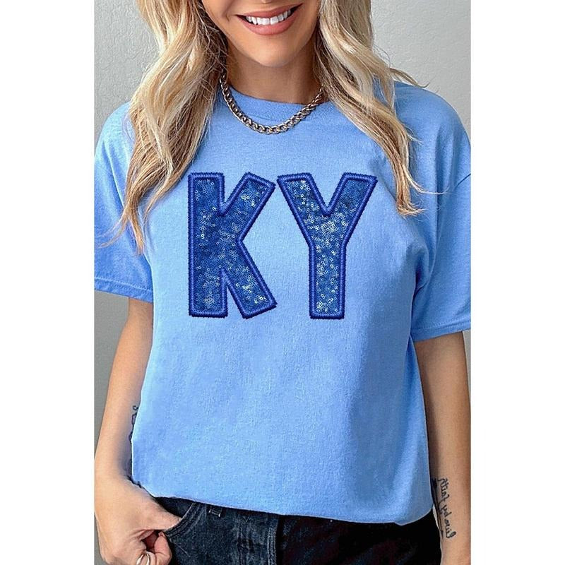 Faux Sequin KY Short Sleeve Relaxed Fit T-Shirt Hoodie, Sweatshirt | PodTeesHub.com