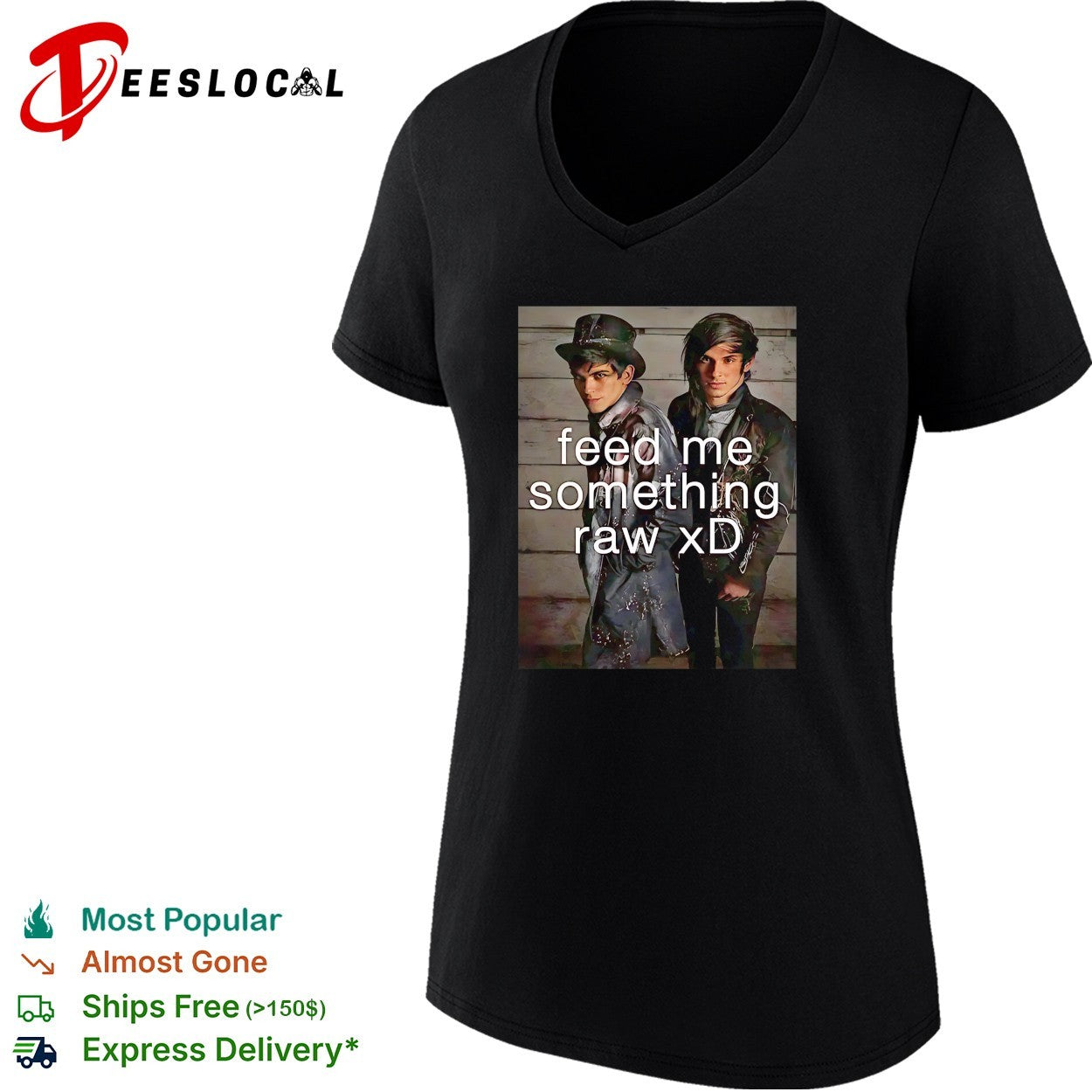 Feed me something raw xD goth vampire duo portrait shirt