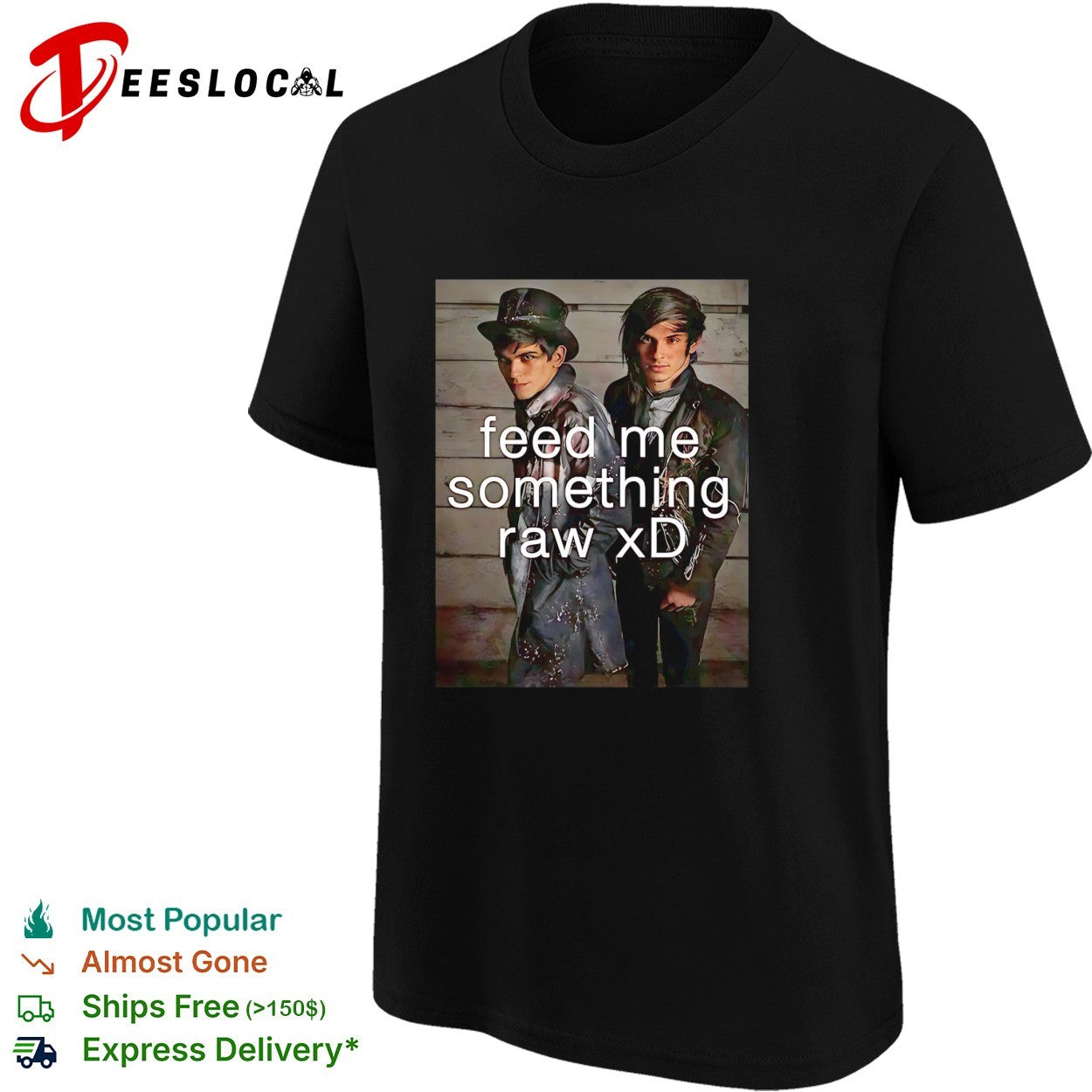 Feed me something raw xD goth vampire duo portrait shirt