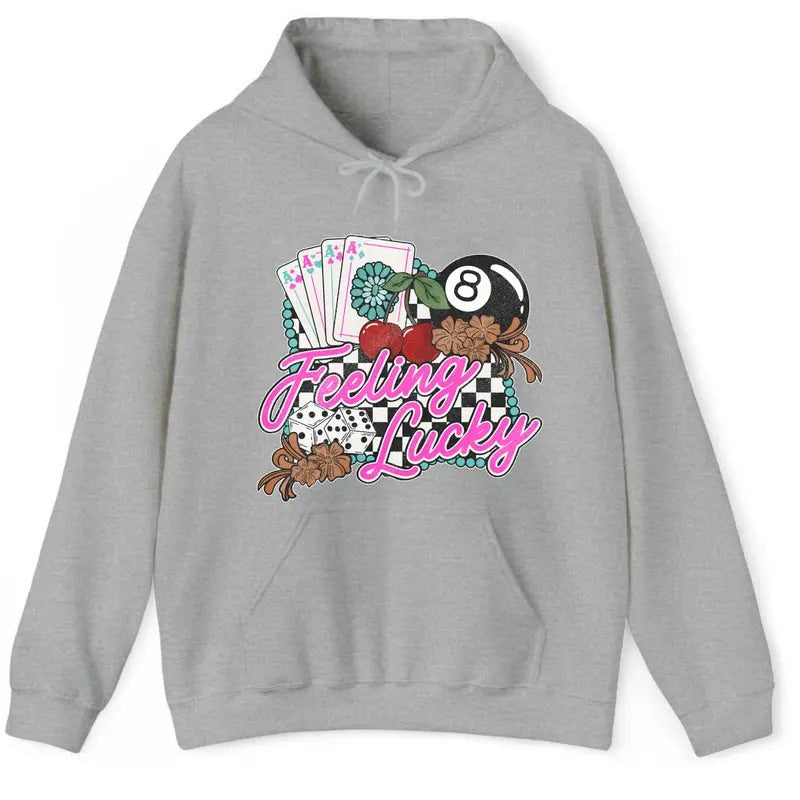 Feeling Lucky Western Graphic Hoodie, Retro Checkered Rodeo Shirt,Cowgirl Rodeo Unisex Wild West Gift For Her 8 Ball...