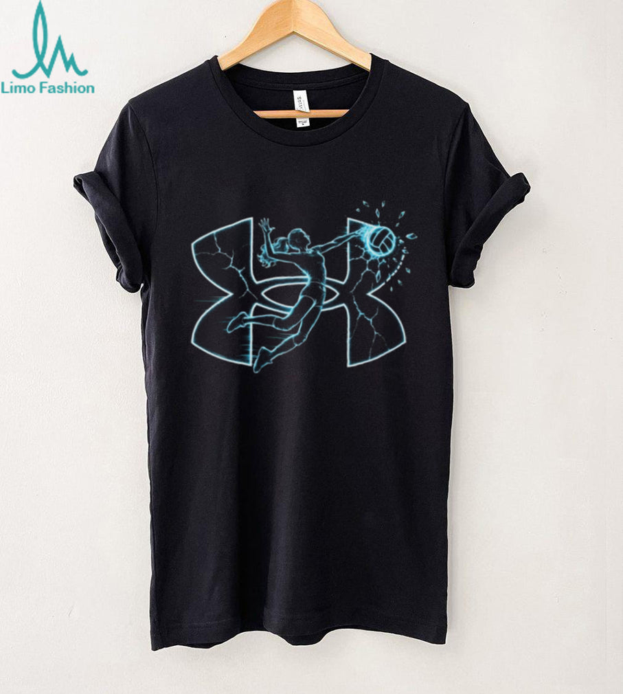 Female Volleyball Player Lightning Strike Action Graphic Shirt